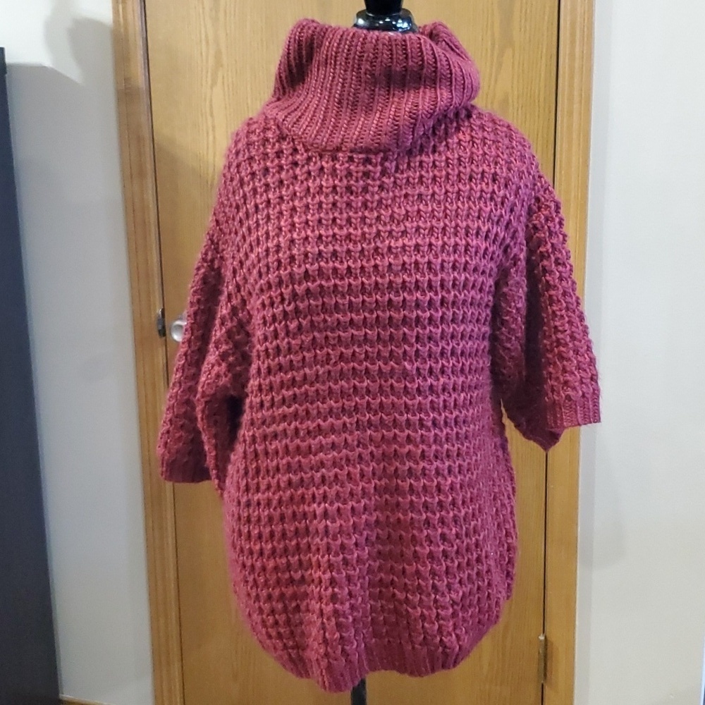 Plenty by Tracy Reese burgandy loose knit oversized wool alpaca blend sweater